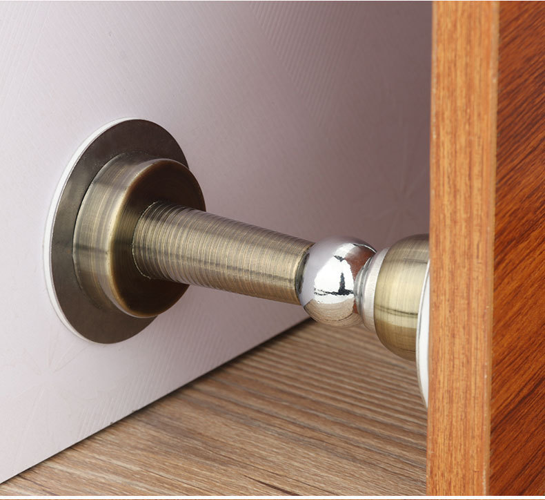 乐优家免打孔不锈钢门吸防撞碰加长地吸隐形墙吸门挡钉强磁吸门器