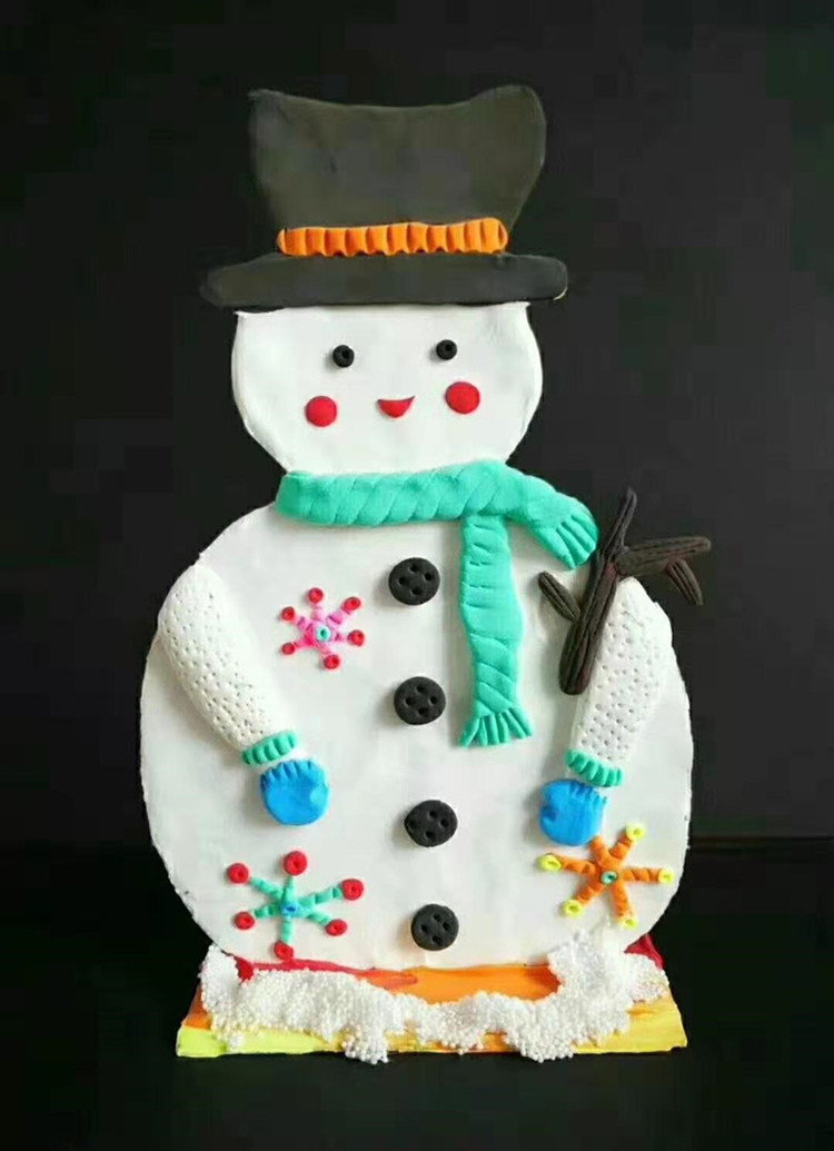 圣诞雪人木质白胚创意手工diy 白胚绘画 粘土底板 雪花泥彩泥模具