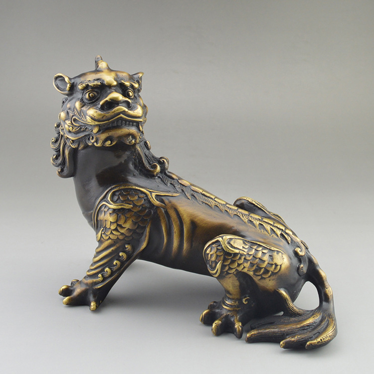 纯铜谛听摆件纯铜黄铜家居饰品佛堂装饰品纯铜地藏王坐骑