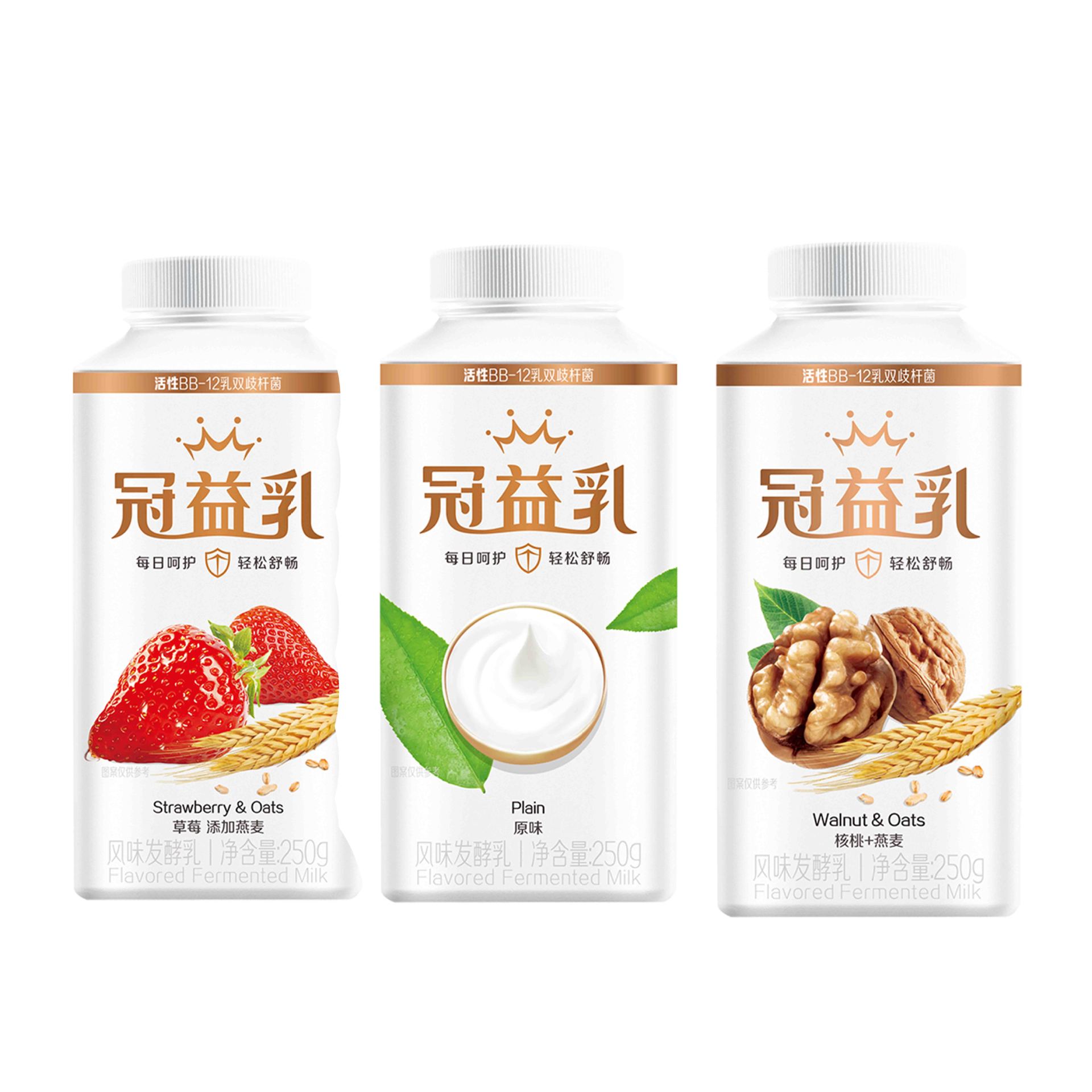 蒙牛冠益乳燕麦黄桃/核桃原味/草莓味/椰果味/250g发酵乳酸奶450g