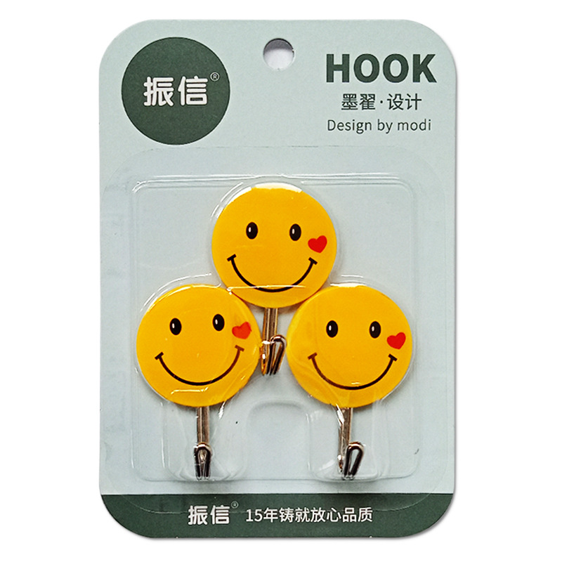 Z24 Zhenxin Minimalist Creative Smiley Face Sticky Hook Wholesale Multi-Functional Self-Adhesive Hook Kitchen Bathroom Nail Free Hook