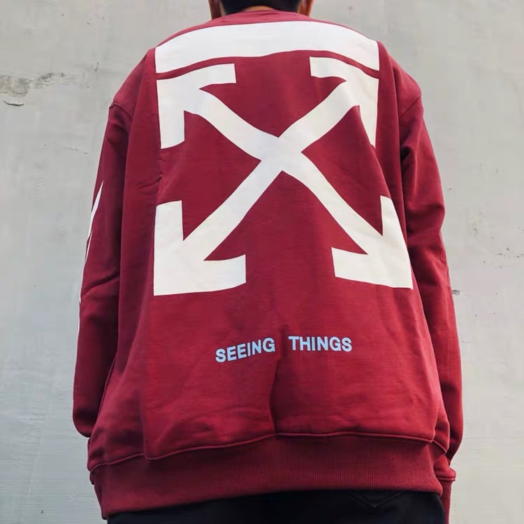 off潮牌white情侣ow宽松卫衣男无帽套头减速带斜纹百搭国潮19ss