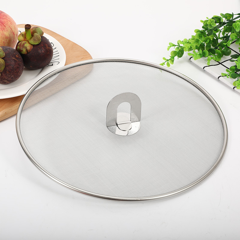 33cm Diameter High Quality Stainless Steel Oil-Shading Cover Fried Splash-Proof Net Cover Pizza Tray Kitchen Gadget