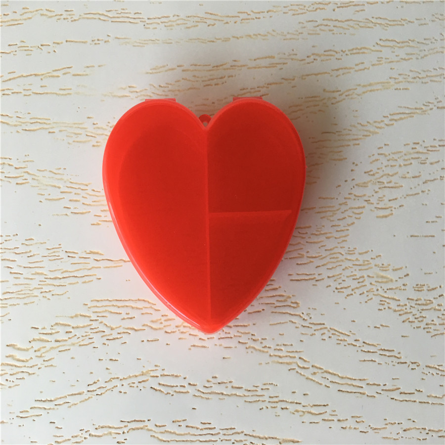 心型三格药盒三格pp盒心形饰品盒