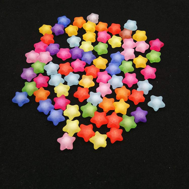 哑光星星形状磨砂五角星珠中珠 儿童项链手链饰品配件diy串珠材料