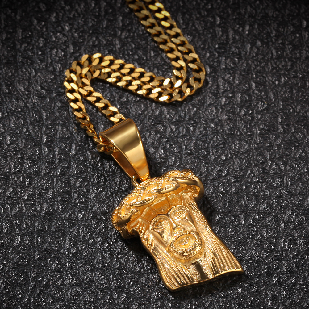 欧美嘻哈不锈钢耶稣小吊坠真空保色立体耶稣头像吊坠jesuspendant