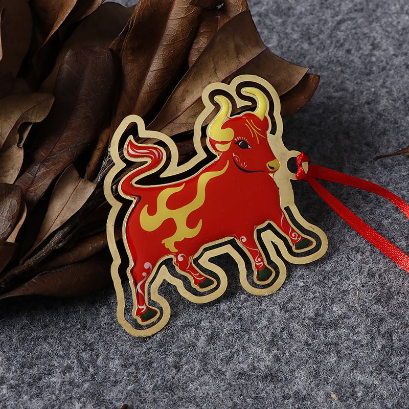 中式风格牛家族读书书签迷你金属可爱学生书签礼物纸页夹多款供选