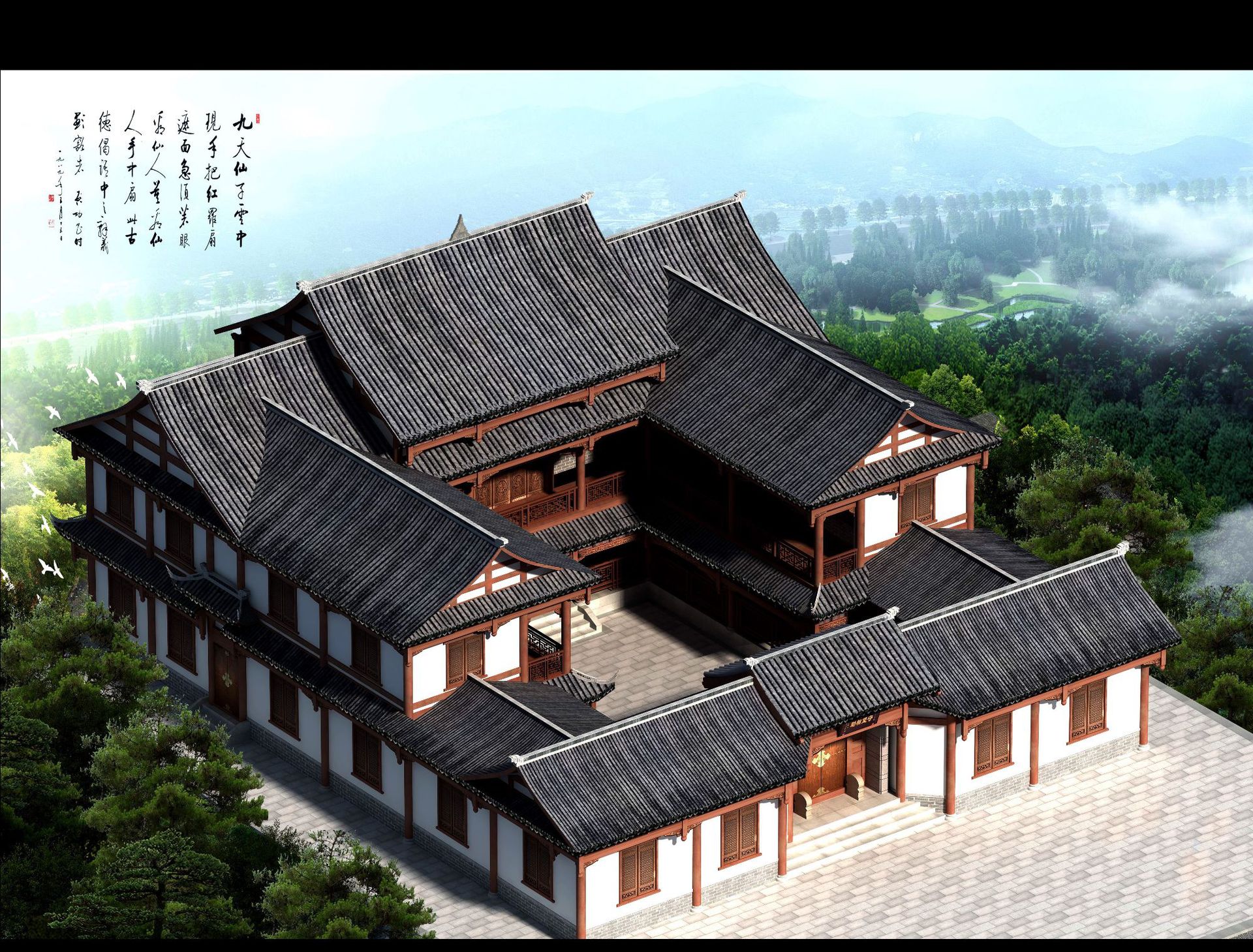 传统古典四合庭院 木结构古典造型房子 传统手工房子厂家