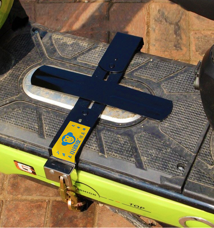 电动车电瓶锁防盗电池锁摩托踏板锁十字型加厚粗链条铁板锁可调节