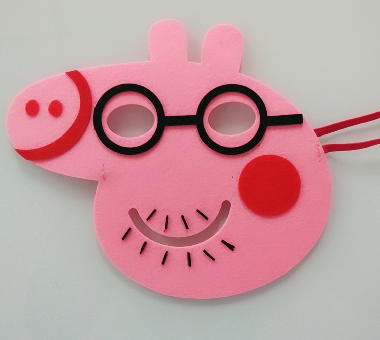 小猪一家猪爸爸妈妈毛毡布面具卡通头饰幼儿园小猪表演道具