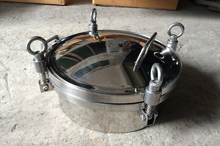 304不锈钢压力人孔 食品级卫生级压力人孔手孔吊环圆形孔盖人孔