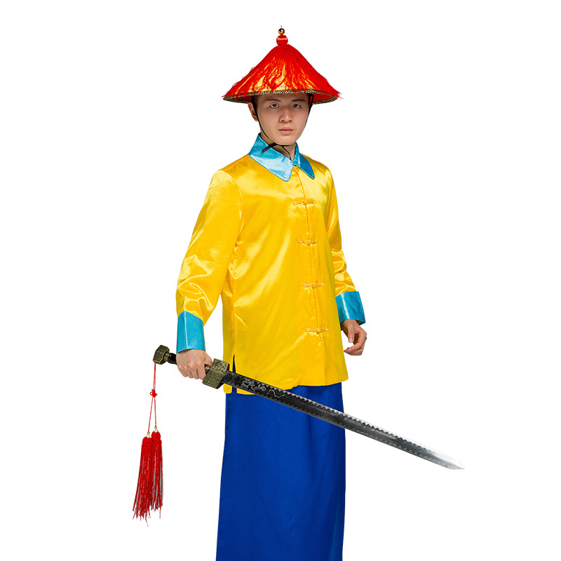 清朝御前护卫服官兵太监黄马褂演出表演服清朝侍卫服士兵古装批发