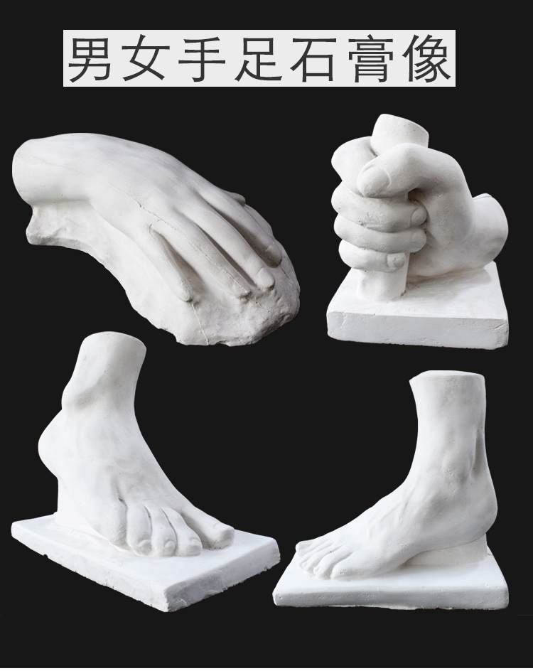 艺伯乐素描石膏像男女手足模型四件套静物素描写生教具雕饰摆件