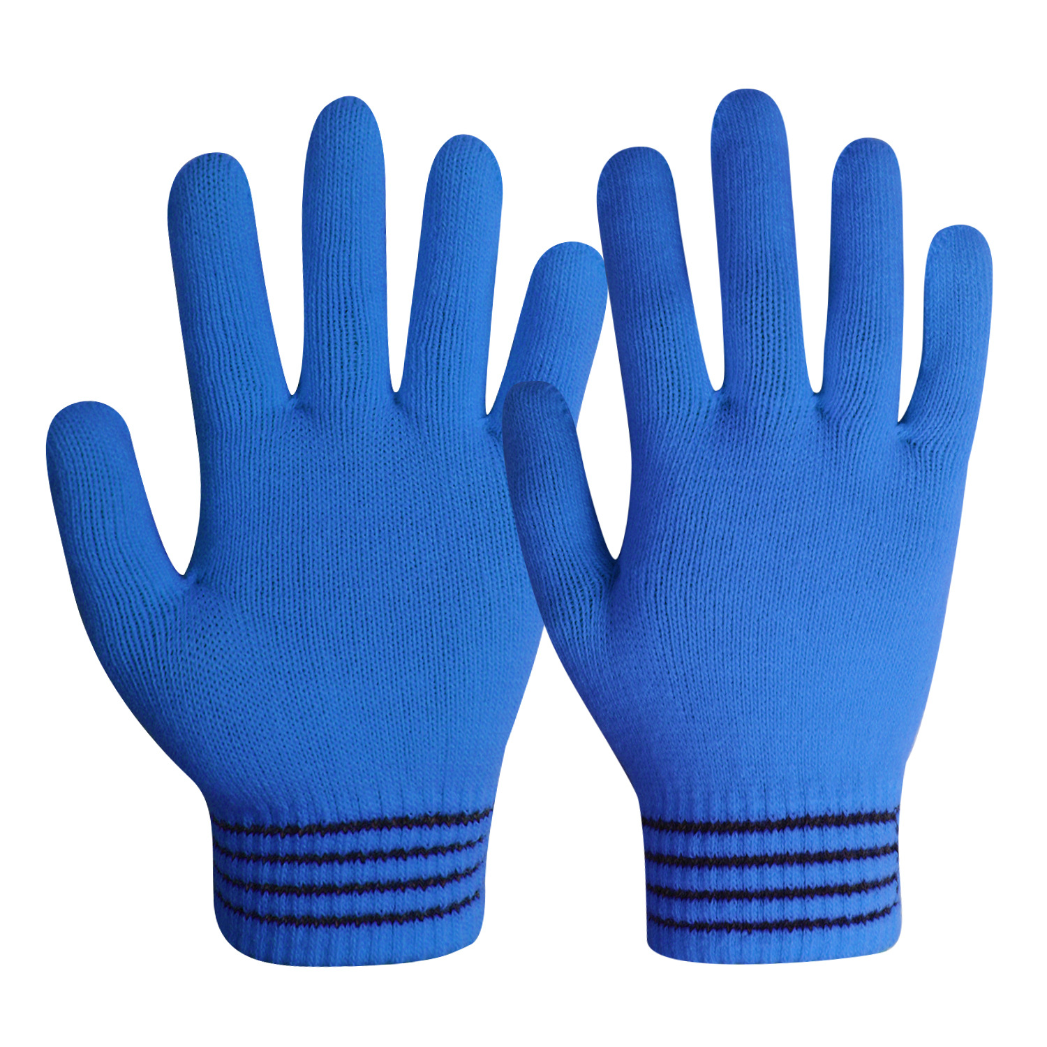 厂家直销2019荧光蓝色魔术手套儿童和成人都可配戴手腕带有反光线