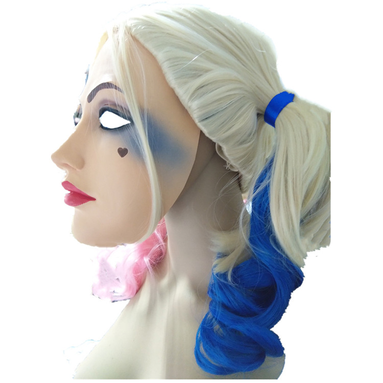 猛禽小队自杀小队哈利奎因哈里哈莉全脸小丑女面具乳胶头套