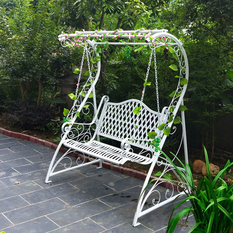 铁艺秋千户外休闲秋千花园摇椅吊椅室外别墅露台沙滩可拆铁艺三人秋千