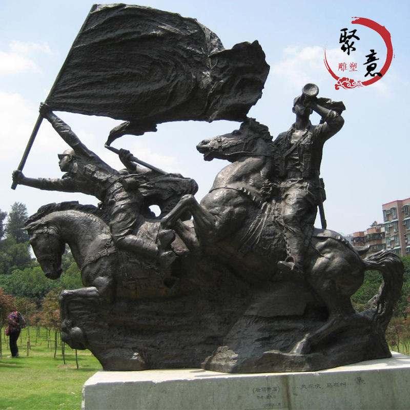 玻璃钢仿铜红军人物雕塑铸铜红军抗战英雄革命战士铜雕像景观摆件