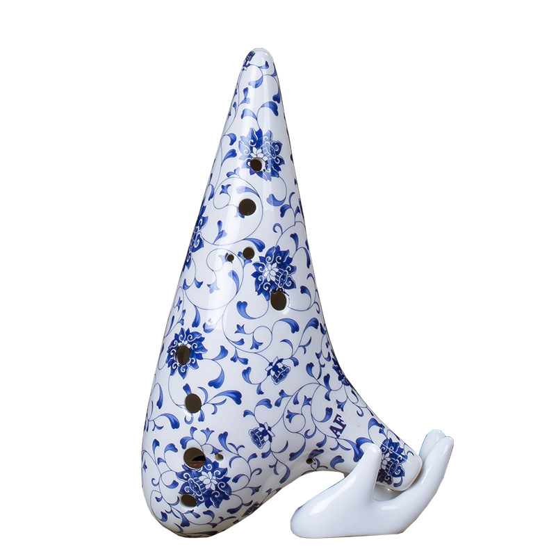 青花瓷陶笛12孔acaf调中音学生初学加教材入门演奏十二孔陶瓷乐器