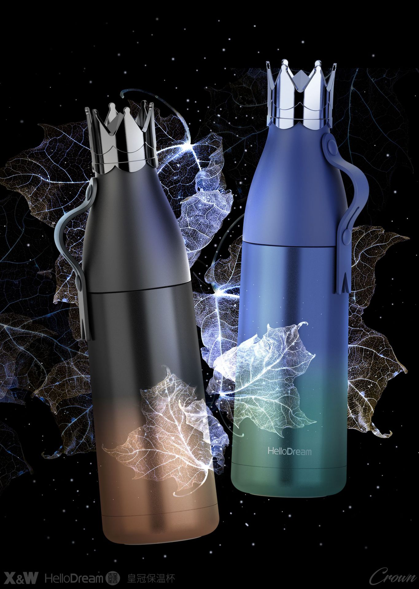 艾可思新款皇冠保温杯户外车载便携保温壶创意礼品水杯定制批发