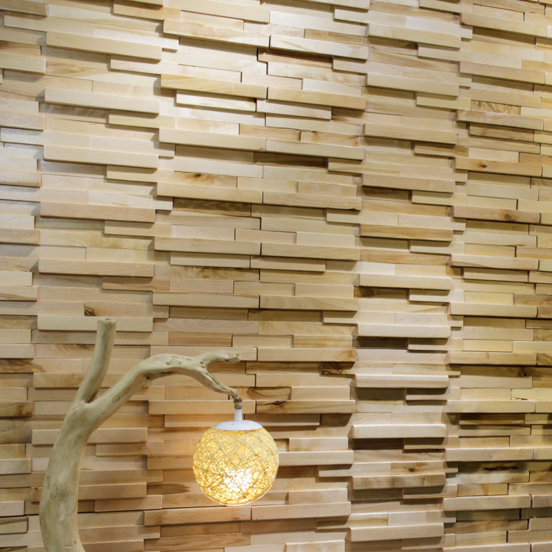 原木实木马赛克电视背景墙桦木竖条纹小木条店面招牌背景墙家装墙