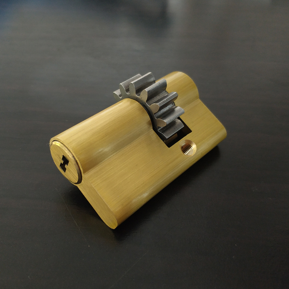 13齿指纹锁半截锁芯 c级齿轮电子锁芯 全铜折叠不锈钢钥匙