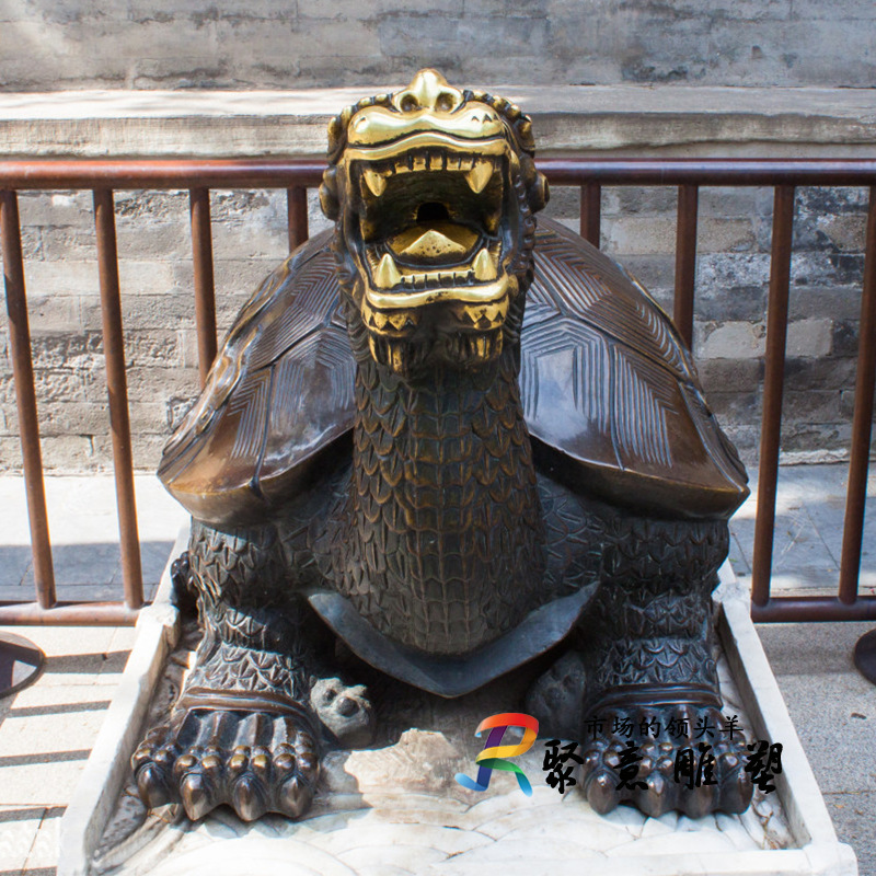 玻璃钢仿铜风水神兽赑屃龙龟雕塑 庭院户外大型长寿龟海龟摆件