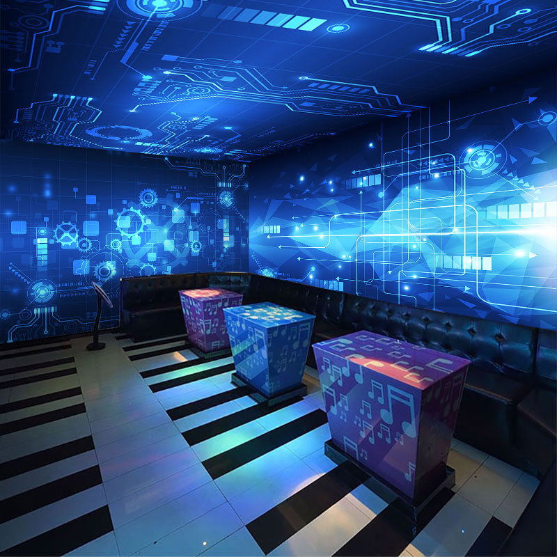 3d科幻背景墙纸it电脑公司前台背景墙壁画蓝色科技壁纸成都工厂
