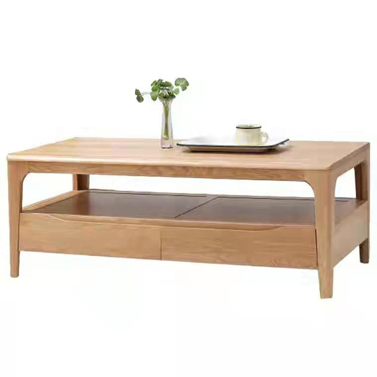 白橡木茶几 实木茶几 北欧白橡茶几 储物带抽屉茶几 日式客厅家具