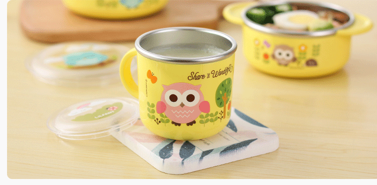 韩国进口儿童水杯不锈钢卡通杯子幼儿园喝水杯fl8360团购价格另议