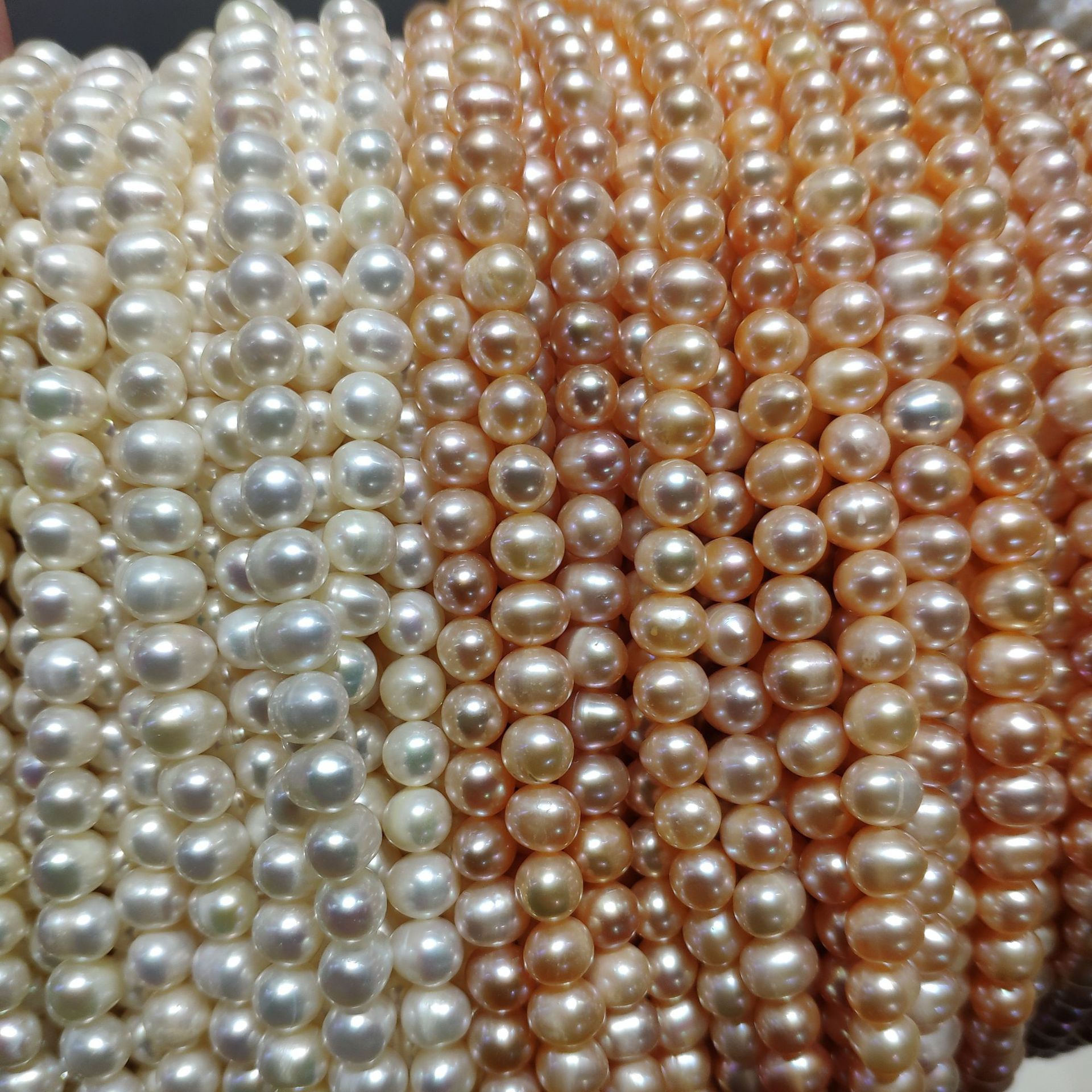 淡水珍珠6-7mm淡水珍珠淡水冲头珍珠鸡蛋圆珍珠项链 一手货源量大