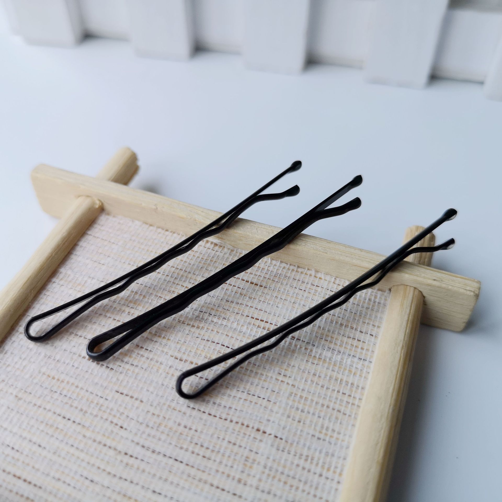 供应韩版黑色一字夹发卡 新娘盘发发夹 钢丝发夹小卡子一字卡发饰