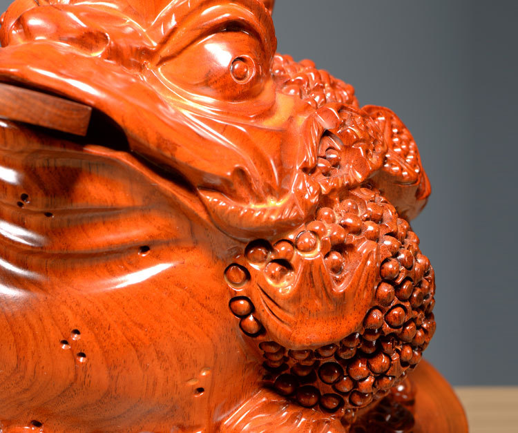 黑檀木雕金蟾摆件底座实木制三足蟾蜍公司店铺开业礼品红木工艺品