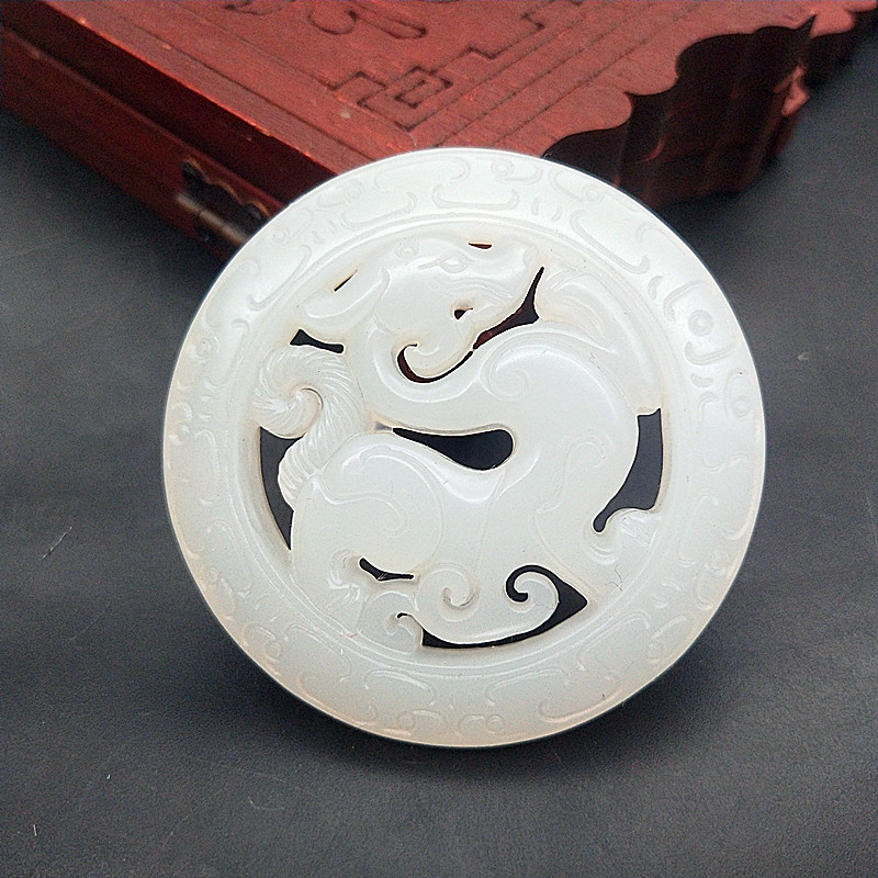 仿白玉镂空仿古龙玉坠 吊坠 挂件项链汉服腰佩 禁步 古风玉佩流苏