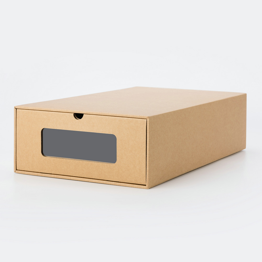 牛皮纸质折叠鞋盒纸盒定制运动鞋皮鞋加固瓦楞鞋盒包装收纳盒定做-阿