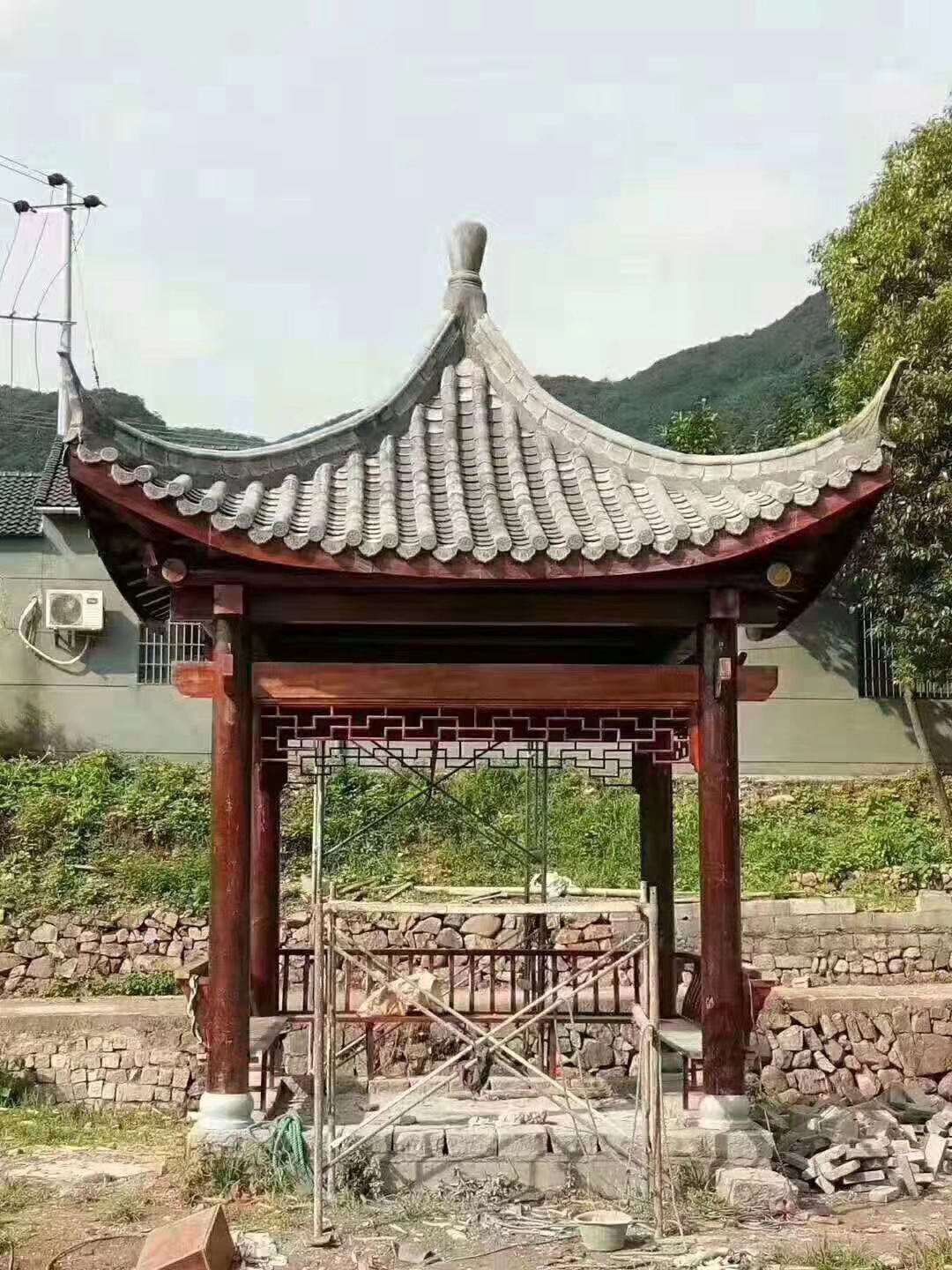 厂家定制木质古建四角亭子 户外仿古实木凉亭 古建四角凉亭