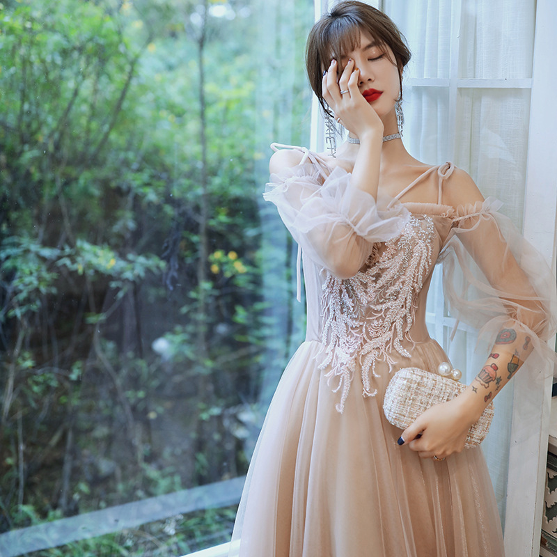 宴会小晚礼服裙仙气梦幻伴娘服成年系平时可穿法式仙女年会主持人