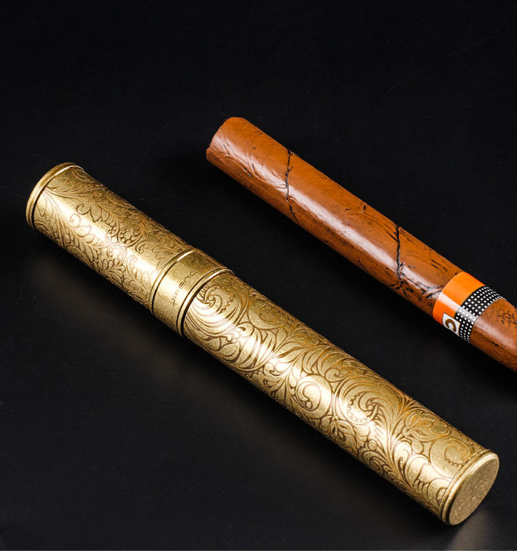 季风雪茄管单只雪茄便携管密封加厚金属随身雕刻单只雪茄保湿管