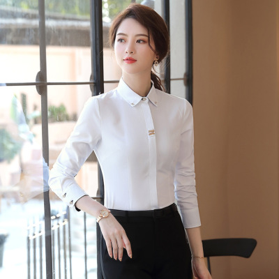 职业衬衫女长袖2022春秋新款时尚修身白领商务正装衬衣显瘦工作服