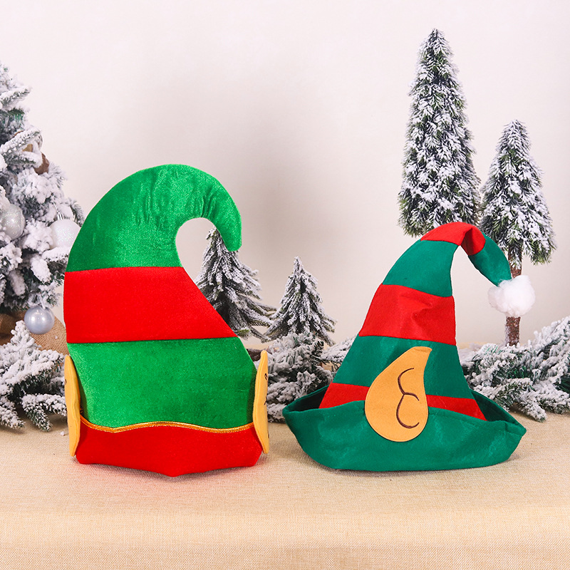 Christmas Party Decorations Elf Christmas Hat Christmas Elf Hat Clown Hat Ears Red Green Striped Hat