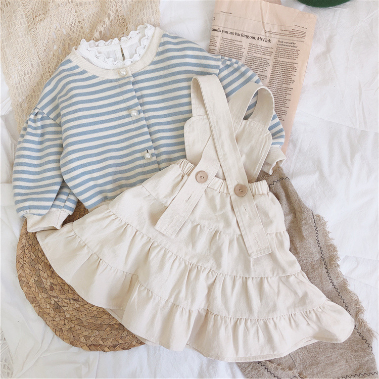 心田里 2019女童帆布面料纯棉背带裙 超大裙摆设计儿童连衣裙韩版