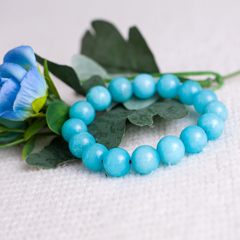 洛之韵批发 亚马逊天河石玉髓手串 diy篮魅世间手链串珠12mm