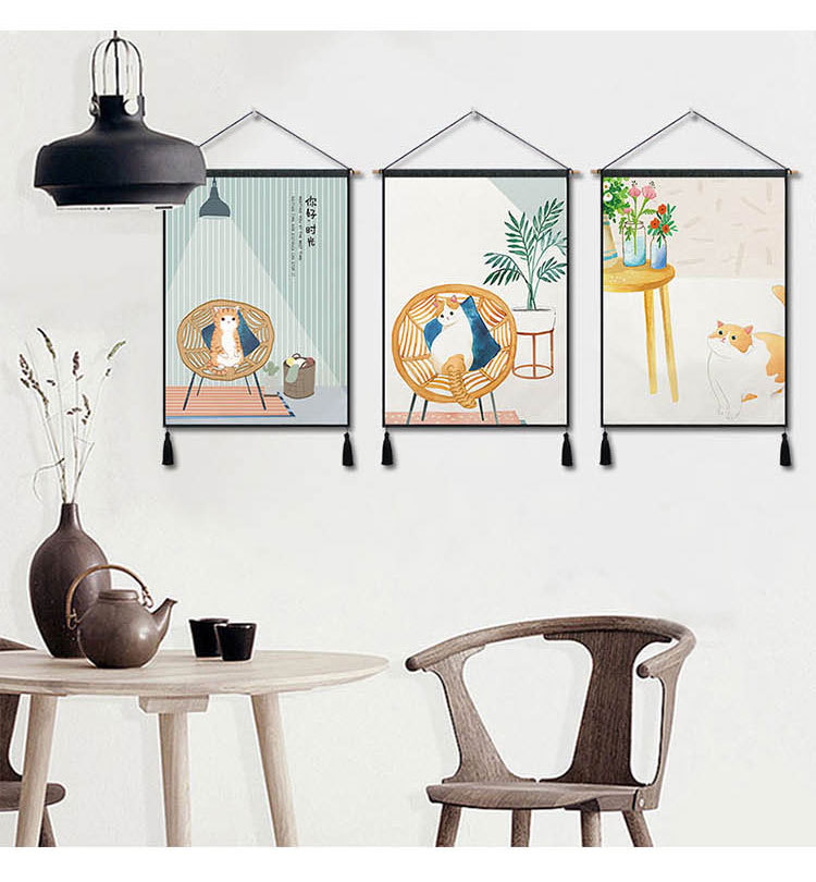 小清新布艺装饰画北欧格客厅沙发壁画简约卧室挂毯挂布温馨布挂画