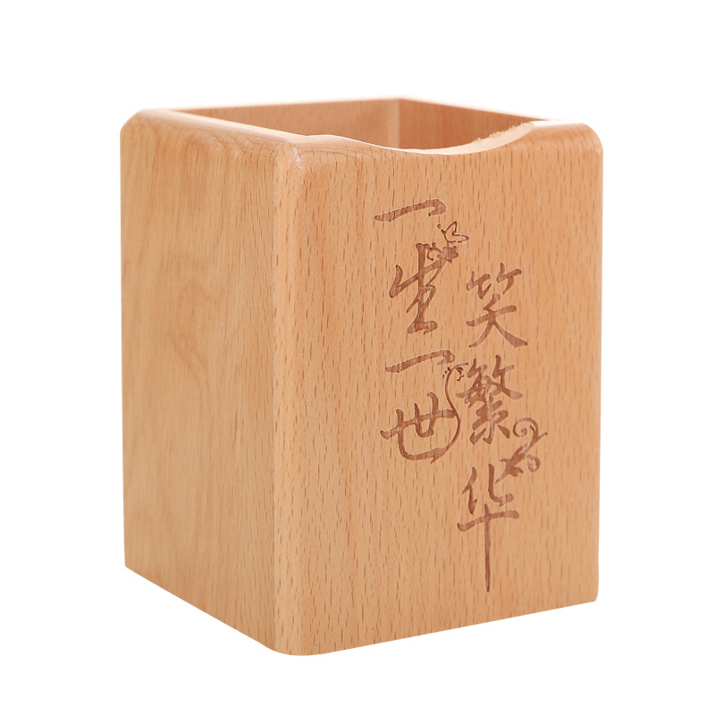 Stationery Creative Desktop Learning Stationery Storage Pen Holder Wooden Square Desk Storage Box Wooden Organizing Box