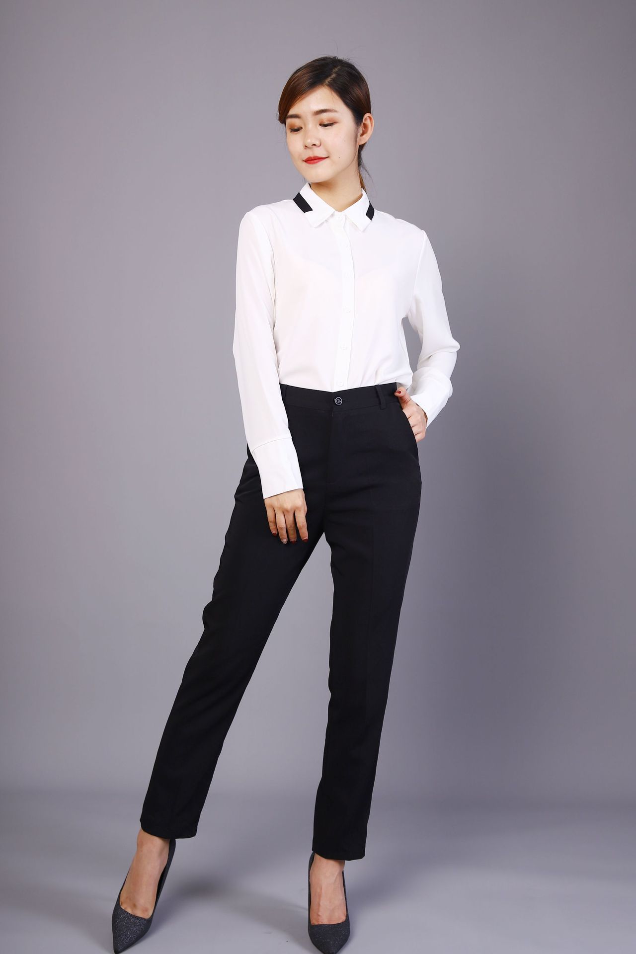 西裤女黑色职业新款高腰西装裤工作裤带绒秋冬季直筒长裤加绒批发