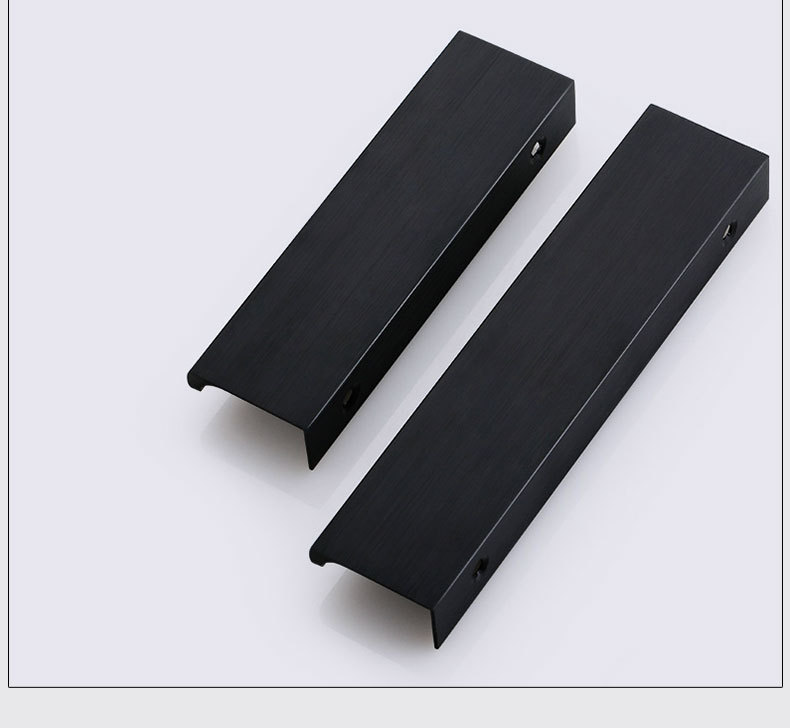 厂家直销抽屉柜门封边把手简约隐形黑色拉丝拉手橱柜衣柜高端拉手