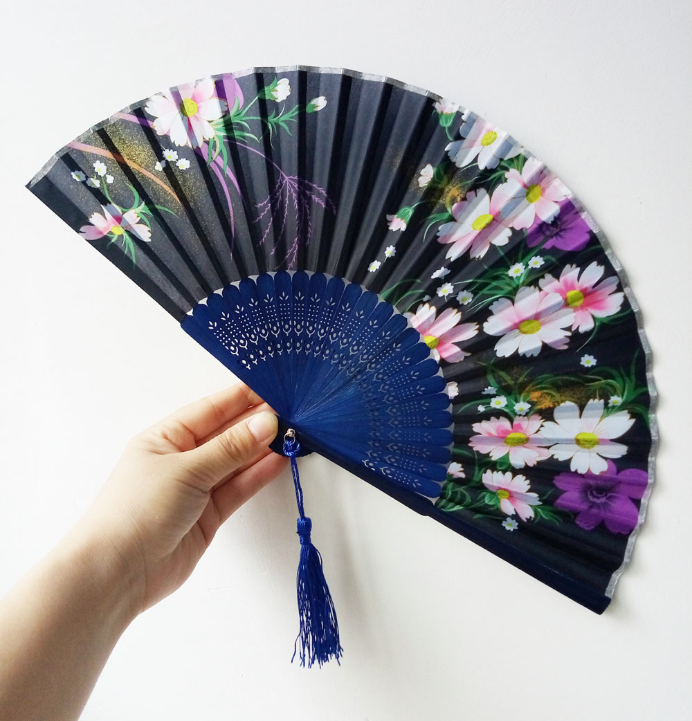 女扇批发 丝绸女士折叠扇子 大朵雏菊 10个图案-阿里巴巴