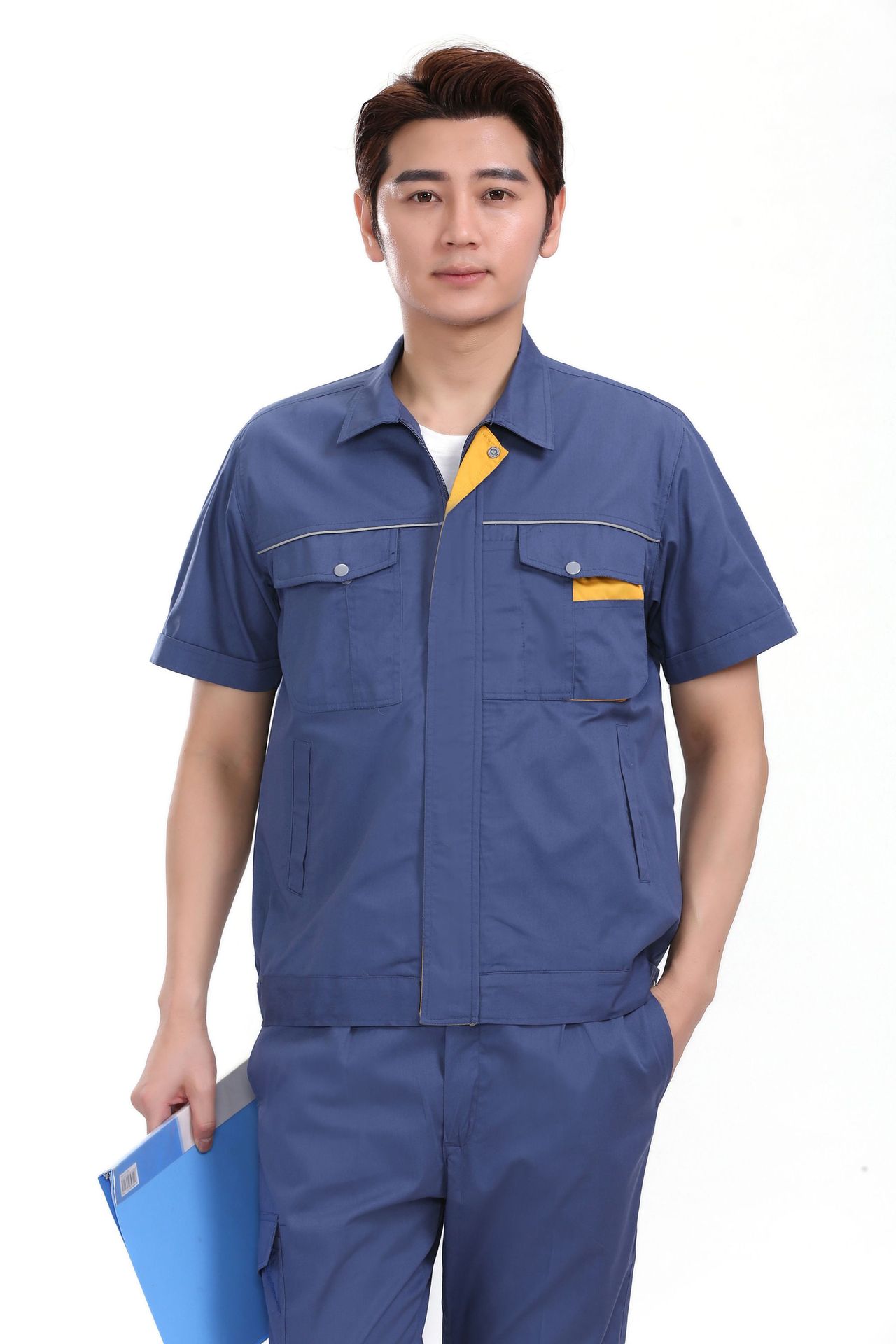 夏季工地工程服短袖外套上海劳保服厂服电子企业工作服透气工装