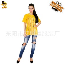 成人女性搞怪玉米棒角色扮演服装黄色玉米短袖化装舞会派对上衣
