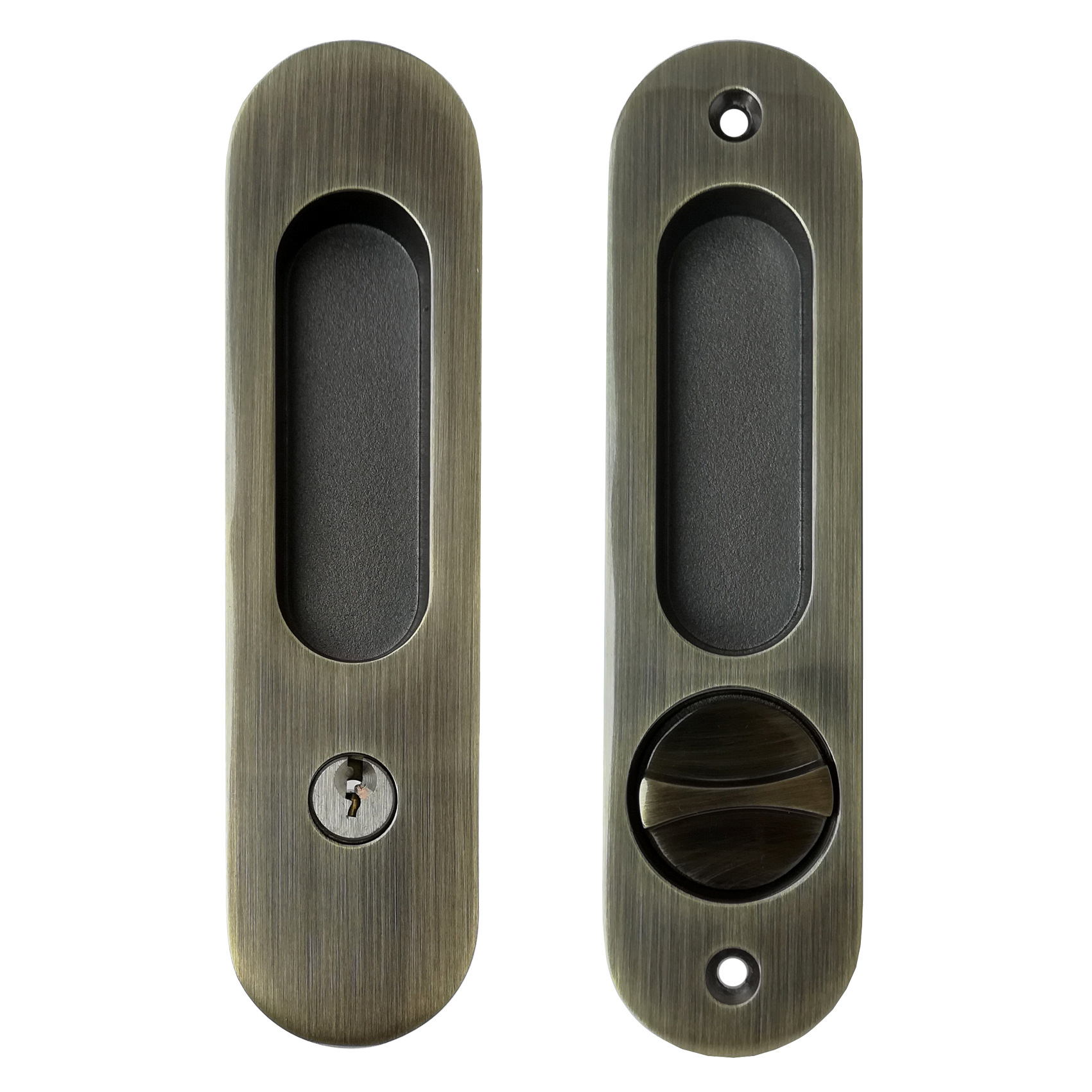 隐形钩锁带锁移门吊趟折叠门暗把手浴室锁sliding door handle