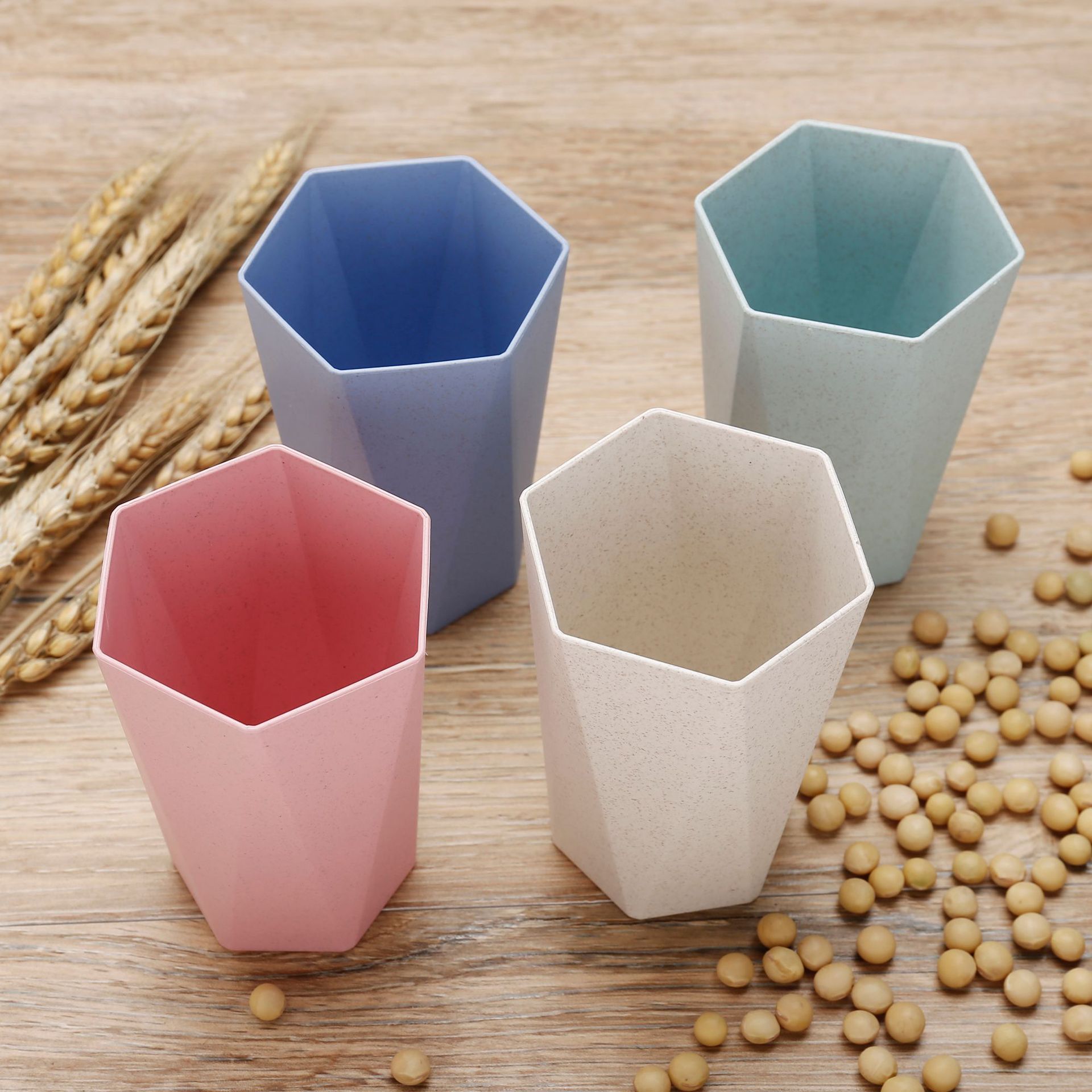 菱形杯 小麦秸秆杯子 麦香杯 加厚情侣洗漱杯 漱口杯 单个opp装